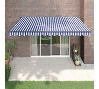 vidaXL Auvent rétractable automatique bleu et blanc 4 x 3 m