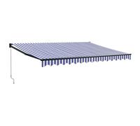 vidaXL Auvent rétractable Bleu et blanc 4,5x3 m Tissu et aluminium