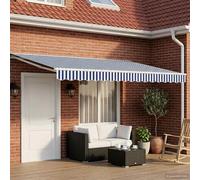 vidaXL Auvent rétractable électrique Bleu et Blanc 4,5 × 3,5 m