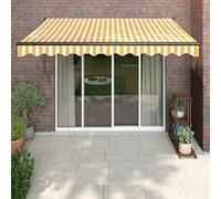 vidaXL Marquise rétractable jaune et blanc 3,5x2,5 m Tissu et aluminium