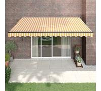 vidaXL Marquise rétractable jaune et blanc 4,5x3 m Tissu et aluminium