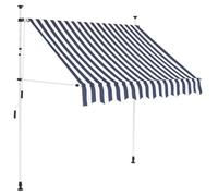 vidaXL Auvent rétractable manuel 150 cm Rayures bleues et blanches 400 cm