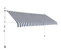 Vidaxl Auvent Rétractable Manuel 400 Cm Rayures Bleues Et Blanches Blanc