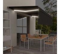 vidaXL Auvent rétractable manuel avec store et LED 5x3 m Anthracite