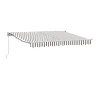 vidaXL Auvent rétractable Manuel Gris Clair et Blanc 5 x 3 m, Auvent rétractable rectangulaire Moderne, Solution d'ombre pour patios, balcons, Jardins, résistant et Ajustable