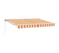 vidaXL Auvent rétractable Manuel Jaune et Orange 3 x 2,5 m, Jardin et terrasse, auvent rétractable Moderne, abri extérieur, Toile résistante, Solution d'ombre Ajustable