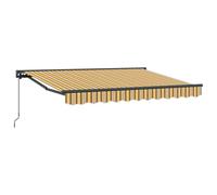 vidaXL Auvent rétractable Manuel Jaune, Gris et Blanc 2,5 x 2 m, Jardin et terrasse, auvent rétractable Moderne, abri extérieur, Toile résistante, Solution d'ombre Ajustable