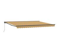 vidaXL Auvent rétractable Manuel Jaune, Gris et Blanc 4,5 × 3,5 m, Jardin et terrasse, auvent rétractable Moderne, abri extérieur, Toile résistante, Solution d'ombre Ajustable
