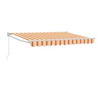 vidaXL Auvent rétractable Manuel Jaune, Orange et Blanc 3,5 x 2 m, Toile rétractable Moderne, Option d'ombre extérieure, auvent UV, abri de Patio Fonctionnel pour l'été