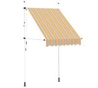 vidaXL Auvent Rétractable Manuel Store Balcon Fenêtre Jardin Terrasse Extérieur Hydrofuge Résistant aux UV 150 cm Rayures Jaunes et Bleues