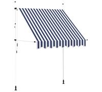 vidaXL Auvent Rétractable Manuel Store Balcon Fenêtre Jardin Terrasse Extérieur Hydrofuge Résistant aux UV 200 cm Rayures Bleues et Blanches