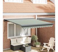 vidaXL Store coulissant vert et blanc 350 x 250 cm