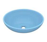 vidaXL avabo ovale mat bleu clair 40x33 cm Céramique