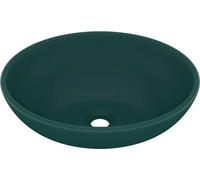 vidaXL avabo ovale mat vert foncé 40x33 cm Céramique