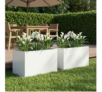 VIDAXL Bac à fleur CHIC Cache-pot de jardin 2 pc Blanc 60 x 40 x 40 cm Pour outdoor_2_8063