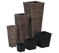 vidaXL Bac à fleurs 3 pcs. Jacinthe d'eau Marron foncé