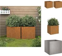 vidaXL Bac à plantes 2 pcs. 32x30x29 cm acier corten - Pots de fleurs & bacs à plantes