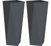 vidaXL Bac à plantes 2 pcs Anthracite 30 x 30 x 75 cm Acier