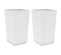 vidaXL Bac à plantes 2 pcs. Blanc 32,5x32,5x57 cm PP