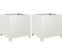 vidaXL Bac à plantes 2 pcs. Blanc 40x40x40 cm Acier