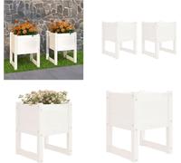 vidaXL Bac à plantes 2 pcs. Blanc 40x40x52,5 cm Pin massif - Jardinière - Jardinière - Jardinière surélevée