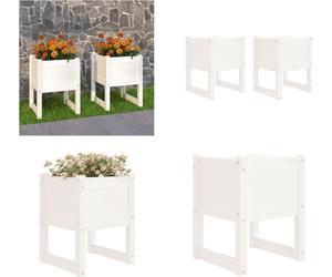 vidaXL Bac à plantes 2 pcs. Blanc 40x40x52,5 cm Pin massif - Jardinière - Jardinière - Jardinière surélevée