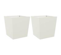 vidaXL Bac à plantes 2 pcs. Blanc 50x50x50 cm Acier
