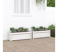 vidaXL Bac à plantes 2 pcs. Blanc Pin massif