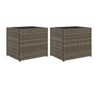 vidaXL Bac à plantes 2 pcs. Gris 36x30x32 cm Poly rotin