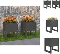 vidaXL Bac à plantes 2 pcs. Gris 40x40x52,5 cm Pin massif - Pots de fleurs & Jardinières
