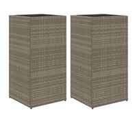 vidaXL Bac à plantes 2 pcs. Gris 40x40x80 cm Poly rotin