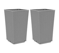 vidaXL Bac à plantes 32,5 x 32,5 x 57 cm polypropylène gris clair – lot de 2