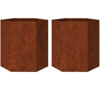 vidaXL Bac à plantes 2 pcs hexagonal 46x40x45 cm Acier résistant aux intempéries