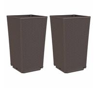 vidaXL Bac à plantes 2 pcs. Marron 32,5x32,5x57 cm PP