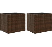 vidaXL Bac à plantes 2 pcs. Marron 36x30x32 cm Poly rotin