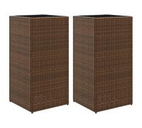 vidaXL Bac à plantes 2 pcs. Marron 40x40x80 cm Poly rotin