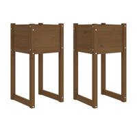 vidaXL Jardinières 2 pcs Bois massif de pin Marron miel 40x40x81 cm