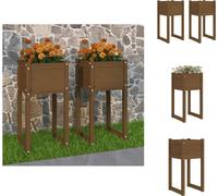 vidaXL Bac à plantes 2 pcs. Marron miel 40x40x81 cm Pin massif - Pots de fleurs & Jardinières