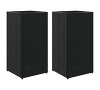 vidaXL Bac à plantes 2 pcs. noir 30x30x60 cm Poly rotin