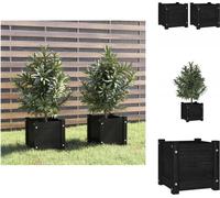 vidaXL Bac à plantes 2 pcs. noir 31x31x31 cm Pin massif - Pots de fleurs & Jardinières