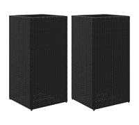 vidaXL Bac à plantes 2 pcs. noir 40x40x80 cm Poly rotin