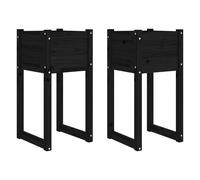 vidaXL Bac à plantes 2 pcs. noir 40x40x81 cm pin massif