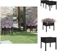 vidaXL Bac à plantes 2 pcs. noir 70x70x70 cm Pin massif - Pots de fleurs & Jardinières