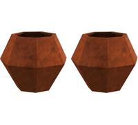 vidaXL Bac à plantes 2 pcs Rouillé 50 x 50 x 40 cm Acier résistant aux intempéries