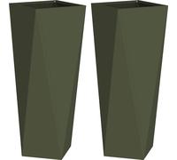 vidaXL Bac à plantes 2 pcs vert olive 30 x 30 x 75 cm acier