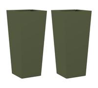 vidaXL Bac à plantes 2 pcs. Vert olive 35x35x75 cm Acier
