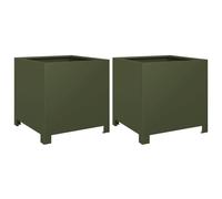 vidaXL Bac à plantes 2 pcs. Vert olive 40x40x40 Acier
