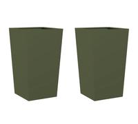 vidaXL Bac à plantes 2 pcs. Vert olive 45x45x75 cm Acier