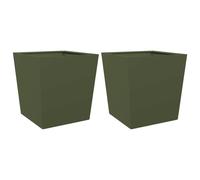 vidaXL Bac à plantes 2 pcs. Vert olive 50x50x50 Acier