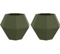 vidaXL Bac à plantes 2 pcs vert olive 75 x 75 x 60 cm acier
